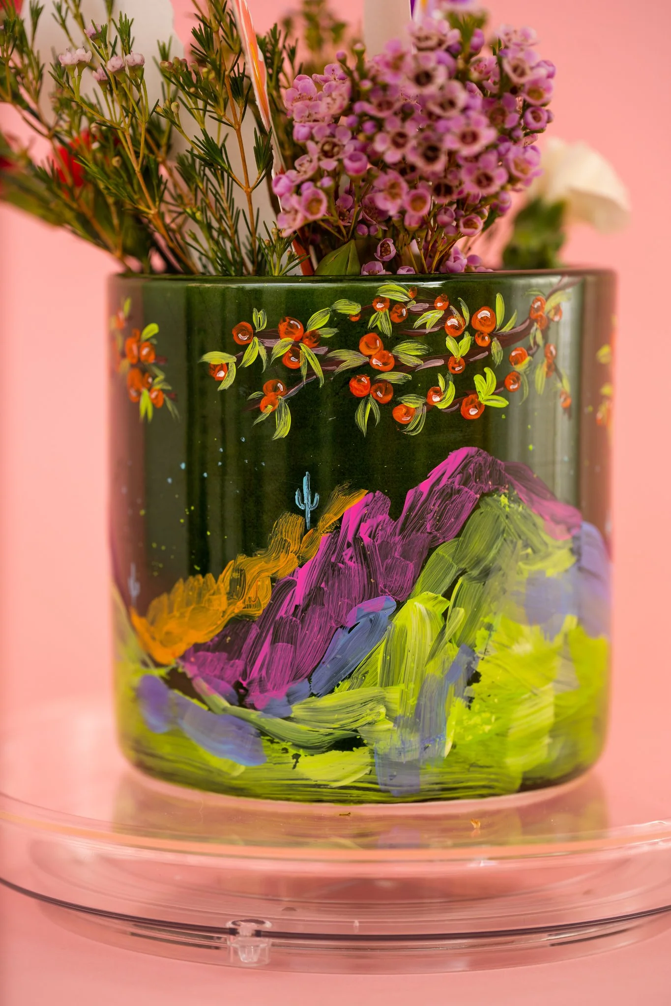 Cornflower Blue Saguaro Blossom White Vase — Pink Puddle Studio